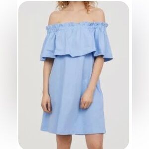 NWT H&M Light Blue Off-Shoulder Dress, Sz XS